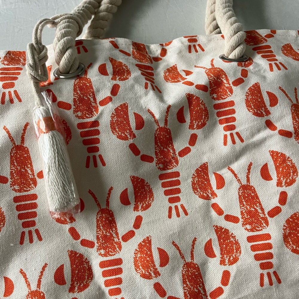 Tommy Bahama Orange Lobster Canvas Beach Bag - Picture 2 of 5